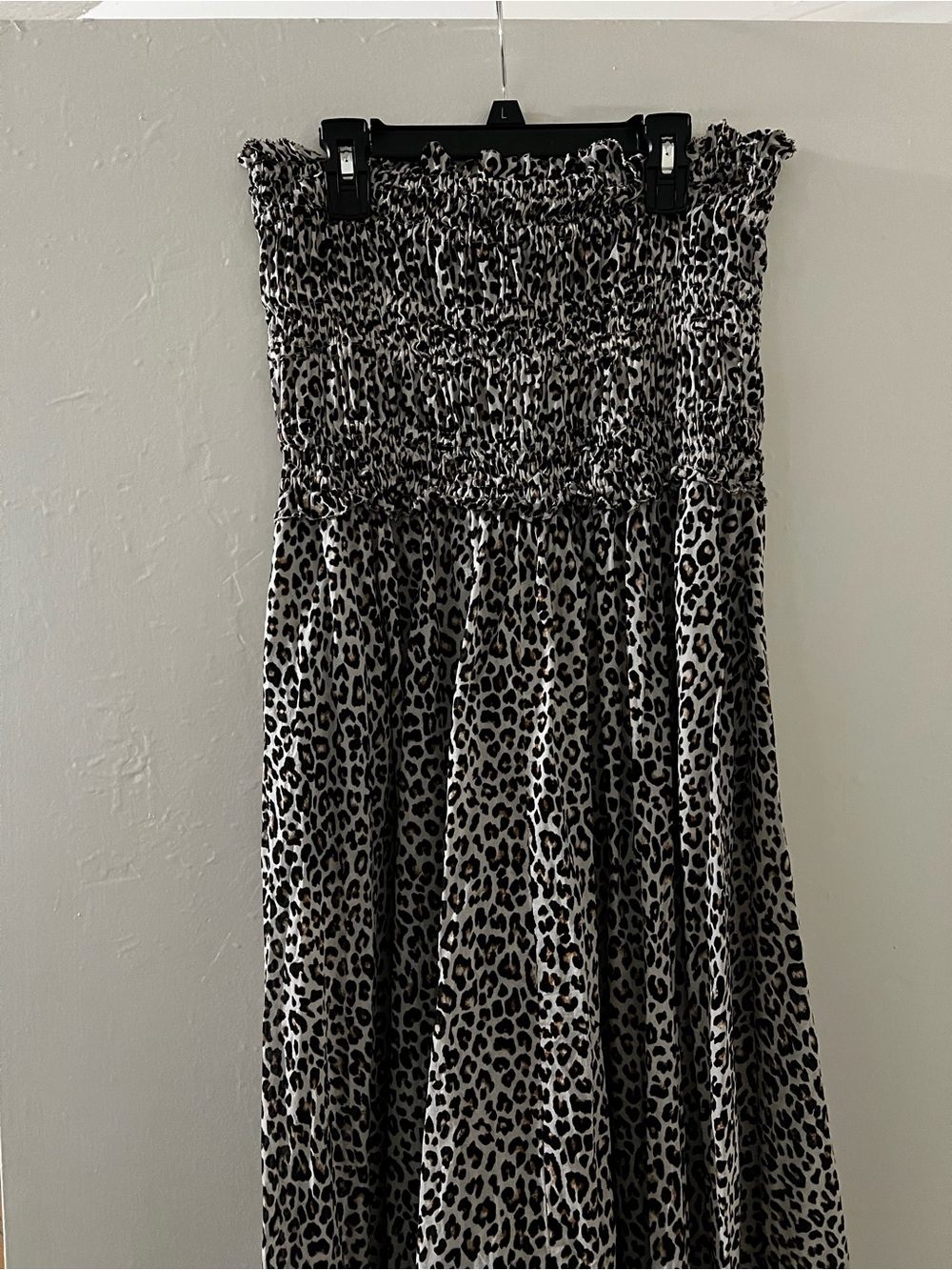 J. Crew Strapless Smocked Maxi Dress in White and Black Leopard - Picture 5 of 10